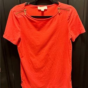 Women's Red Top with Zipper Detail